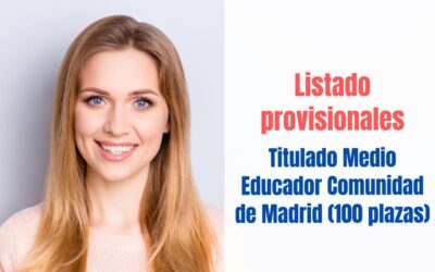 Listados provisionales Titulado Medio Educador CAM 2023